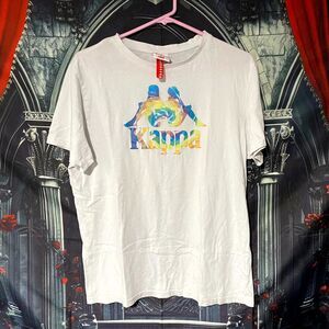 Kappa T-Shirt Men's L White Spell-Out Logo Crew Neck Summer Outdoor Comfort